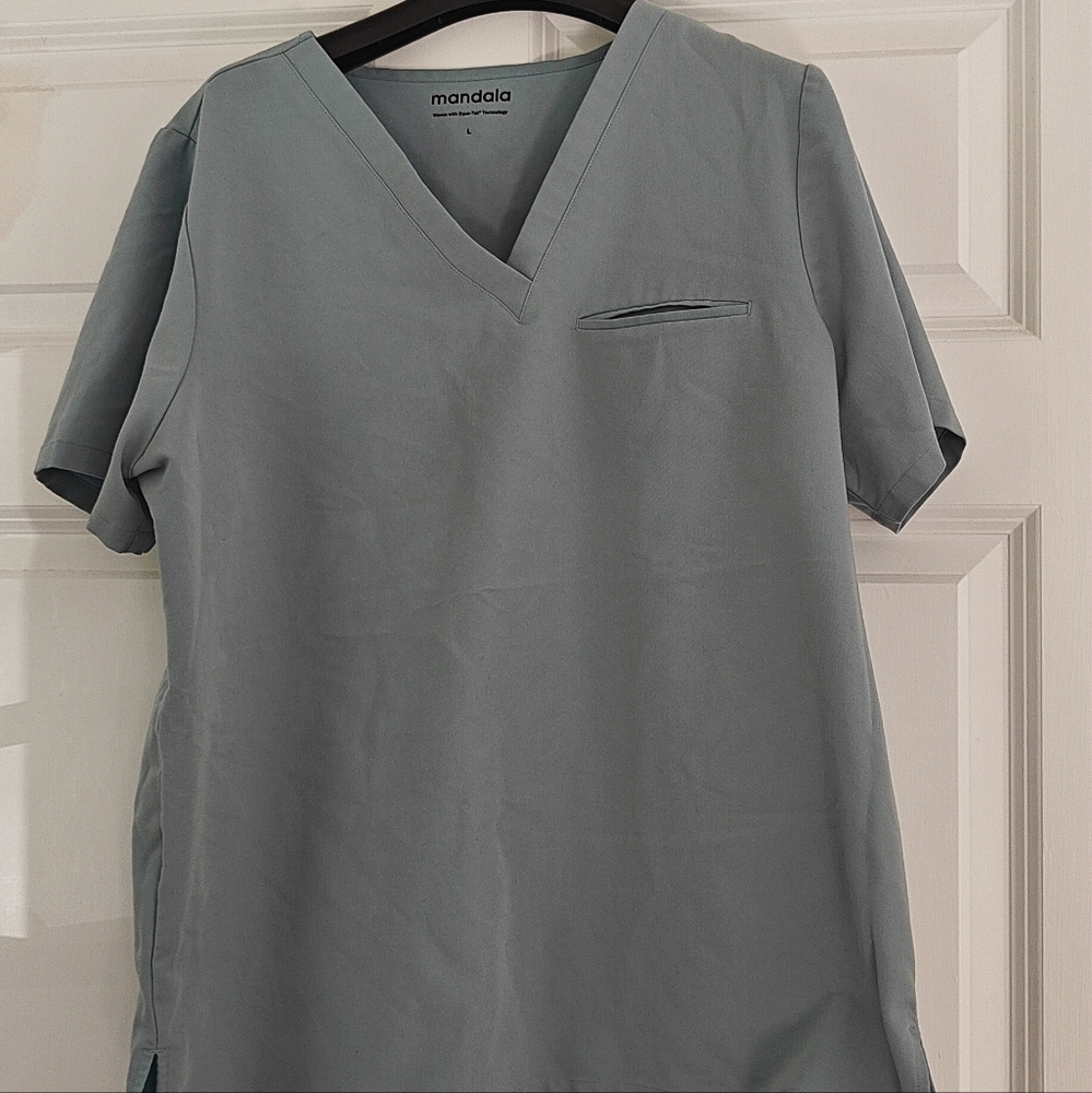 Mandala Light Blue Scrub Top